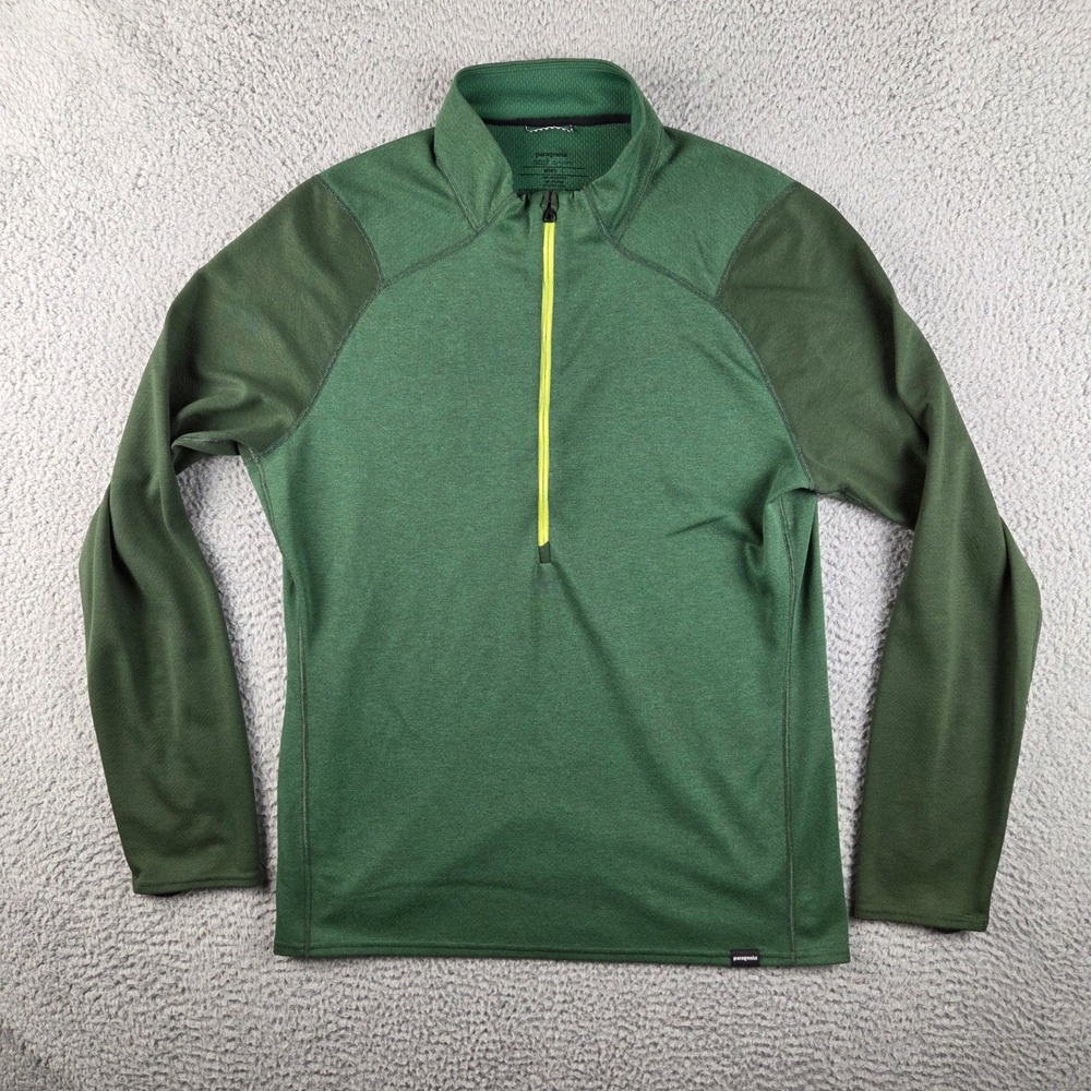 Patagonia Capilene 3 Midweight Mens L‎ Green 1/2 Zip Polartec Base Layer 44443